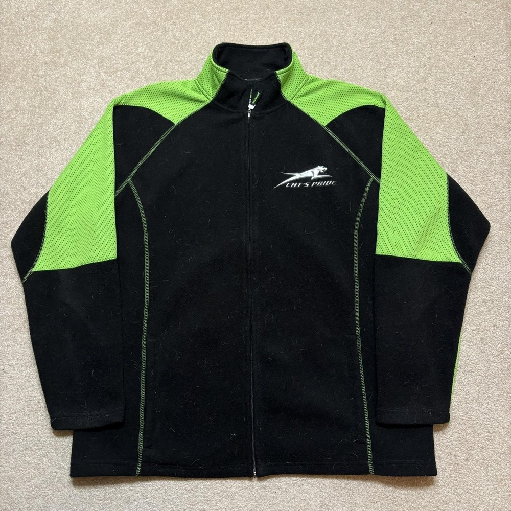 Arctic‎ Cat ArcticWear Jacket Mens Large Black Green Fleece Full Zip Snowmobile